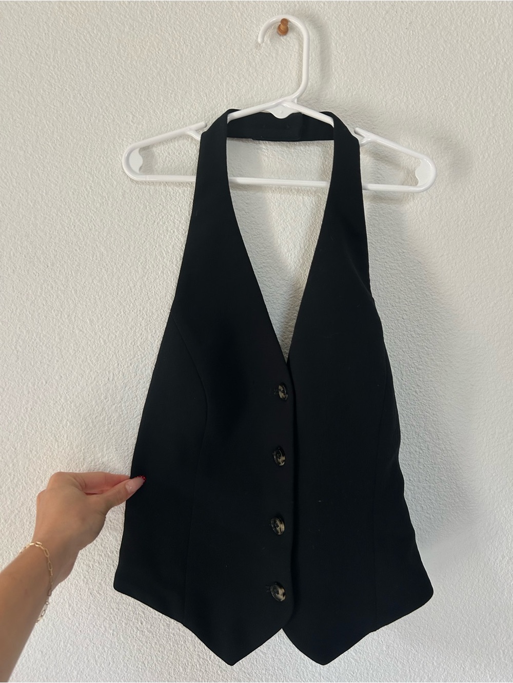 Aritzia Black Halter Button-Front Vest